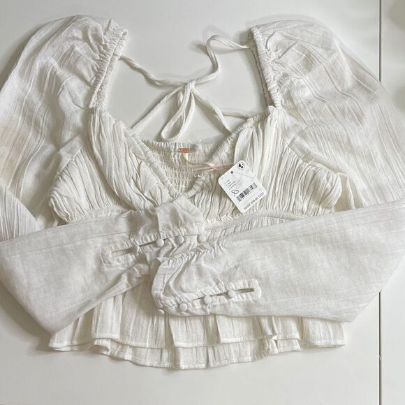 Free People chloe puff sleeve blouse in white Size XS - Picture 5 of 6
